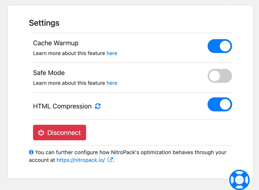 settings nitropack plugin